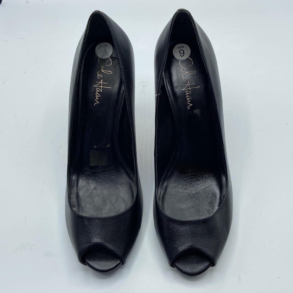 ColeHaan Open Toe High Heels,Size- 9, Color- Black. Excellent Condition